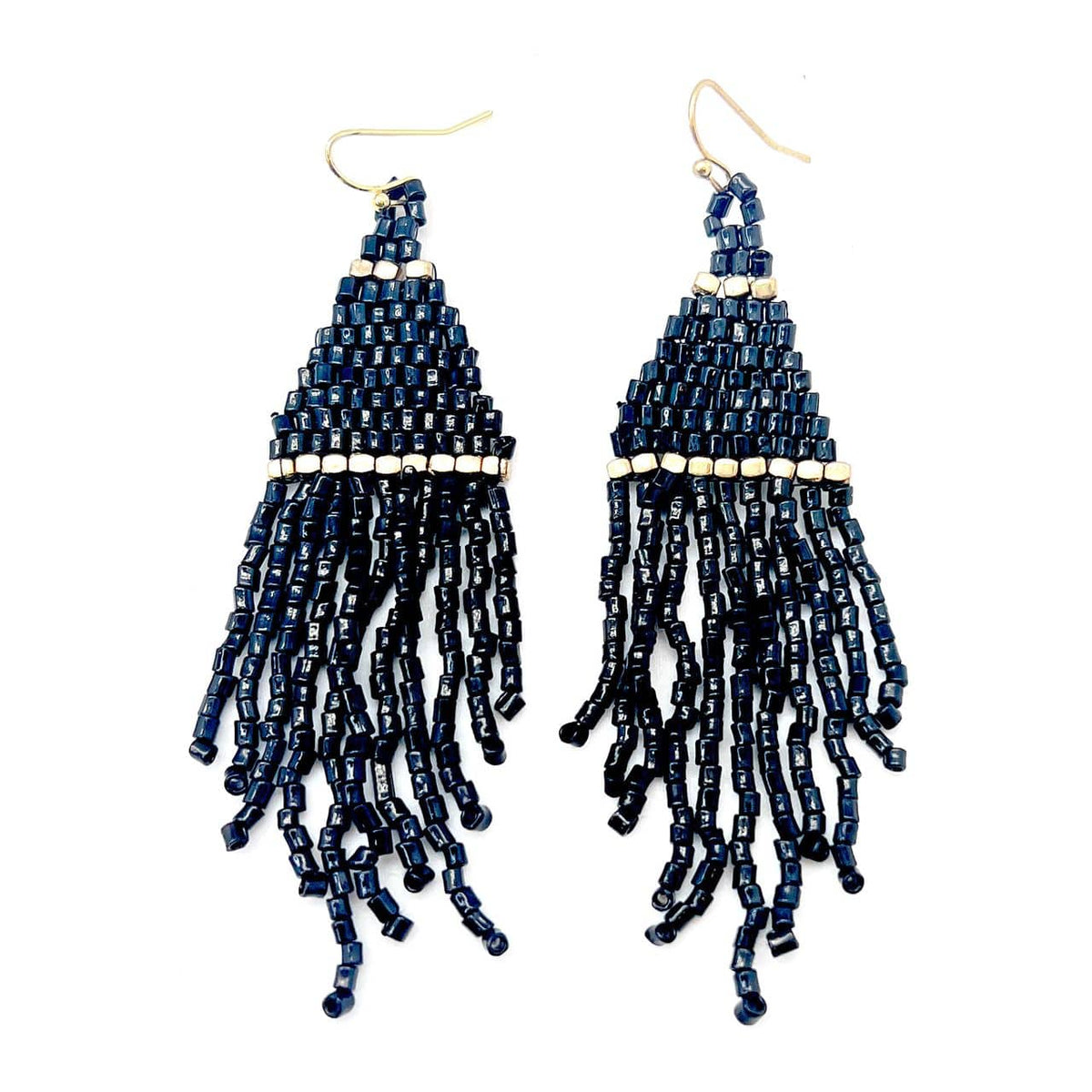 Anju Jewelry Seed-Bead Tapered Fringe Earrings – Lush Onyx - Little Miss Muffin Children & Home