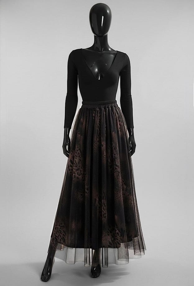 Loowie Ariana Dark Maroon Leopard Print Tulle Skirt - Little Miss Muffin Children & Home
