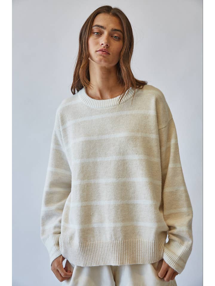 Ecru Oversized Striped Sweater