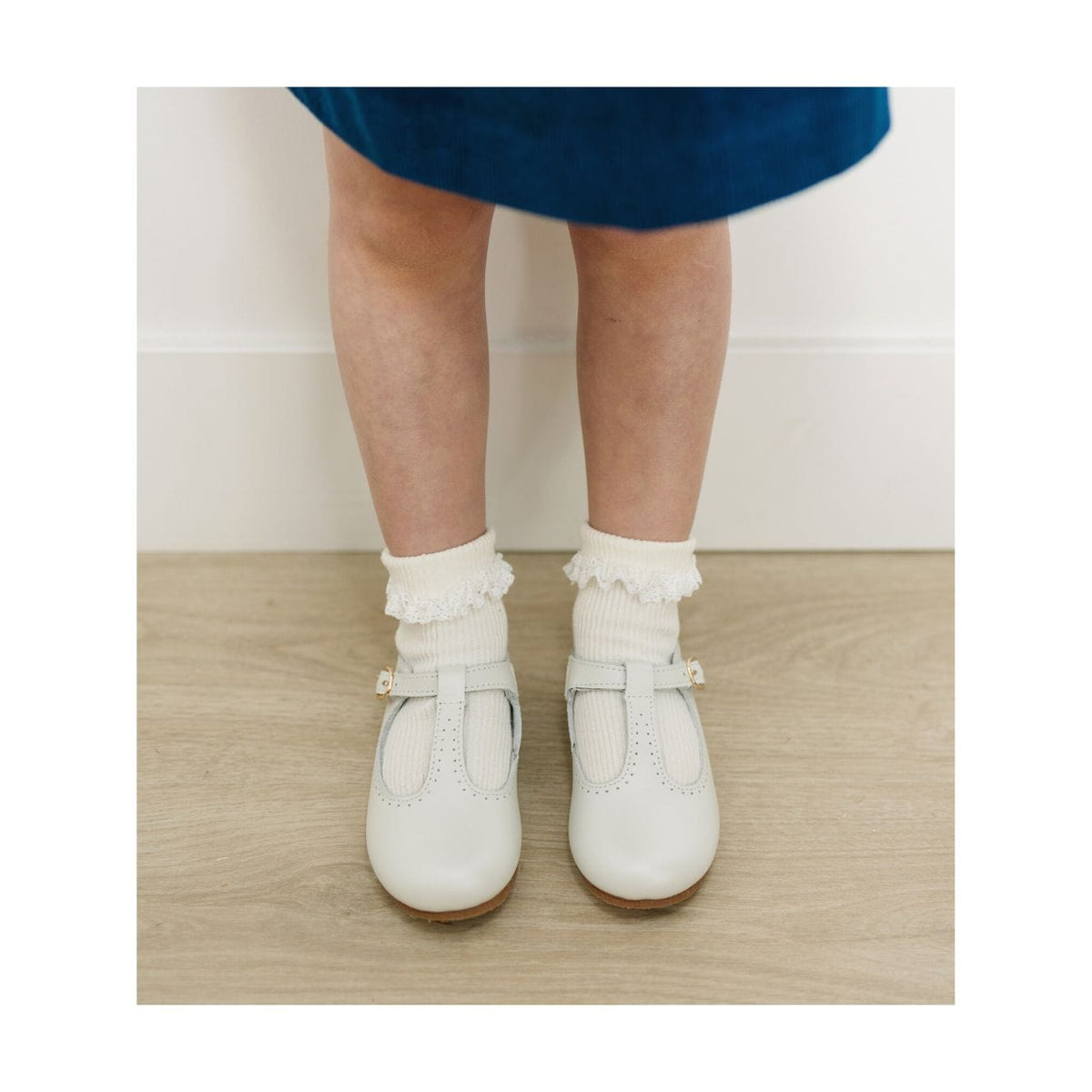 L'Amour Shoes L'Amour Eleanor T-Strap Flat in Pearl - Little Miss Muffin Children & Home
