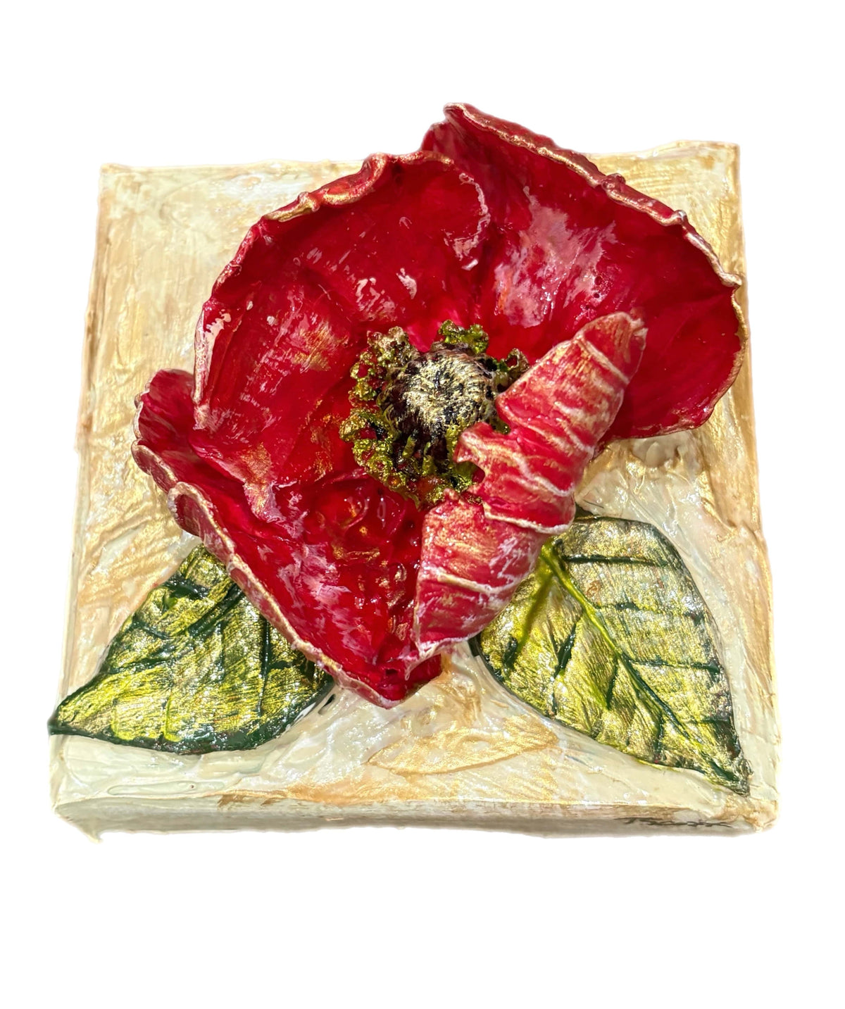 TamScottArt 4x4 Clay 4x4 Red Poppy Artwork - Little Miss Muffin Children & Home