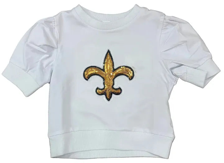Lulu Bebe Lulu Bebe Lily Sequin Fleur-de-Lis Girls’ Short Sleeve Top - Little Miss Muffin Children & Home