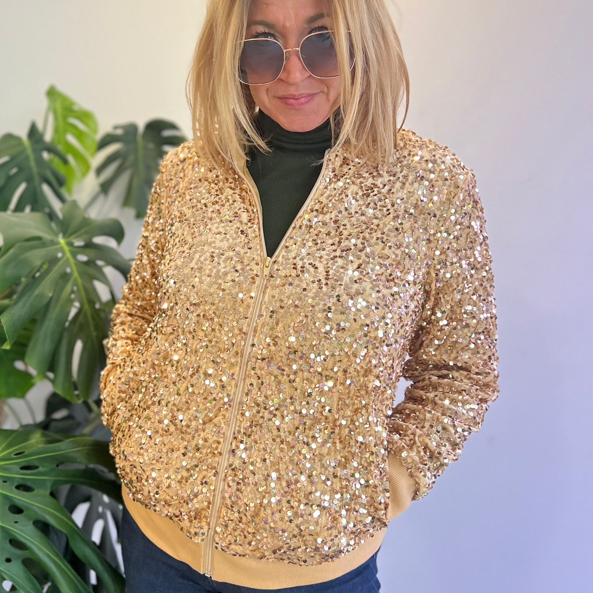 Lulu Bebe Lulu Bebe Women's Gold Sequin Jacket - Little Miss Muffin Children & Home
