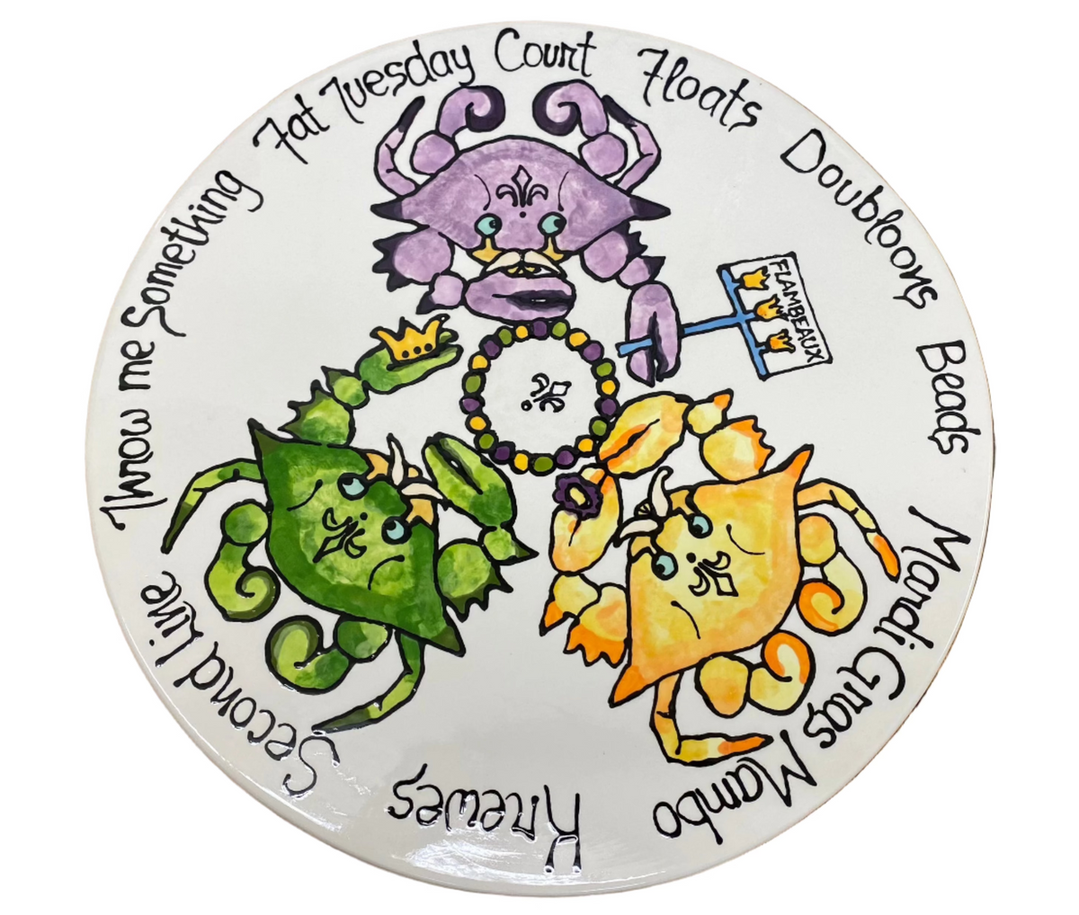 Jan Salzer Art Jan Salzer Mardi Gras Crabs King Cake Platter - Little Miss Muffin Children & Home
