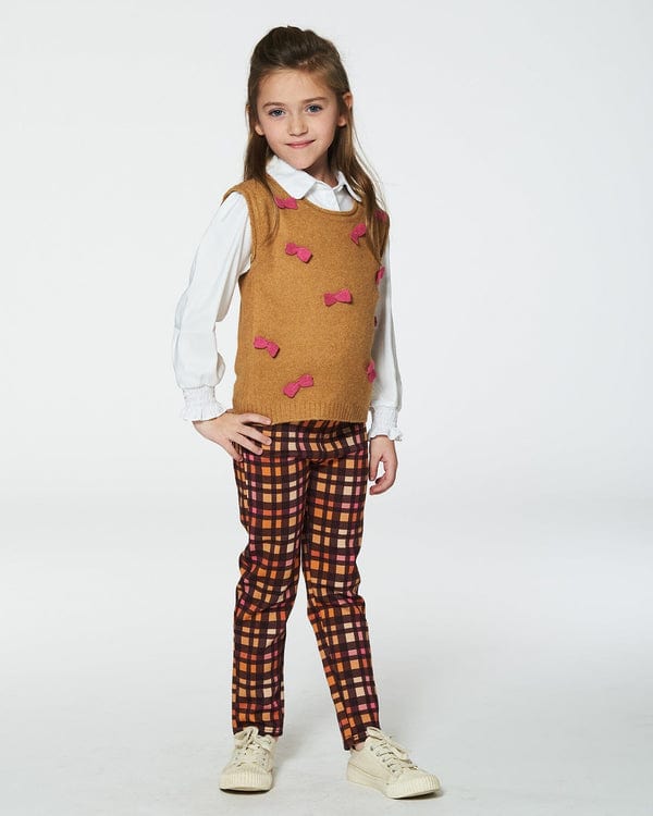 Deux Par Deux Deux Par Deux Milano Pink & Brown Plaid Treggings - Little Miss Muffin Children & Home