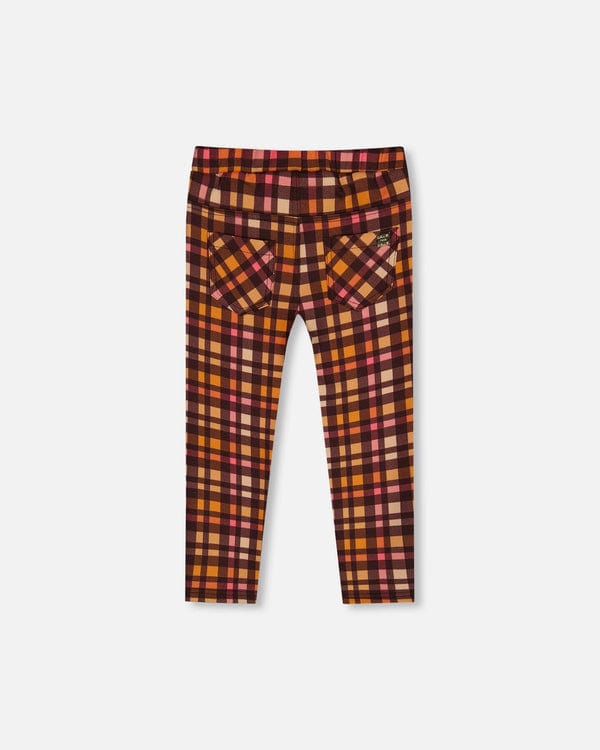 Deux Par Deux Deux Par Deux Milano Pink & Brown Plaid Treggings - Little Miss Muffin Children & Home