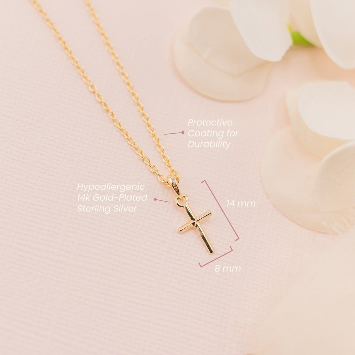 Cherished Moments Children's 14K Gold-Plated Sterling Silver Simply Faithful Cross 14" Necklace - Little Miss Muffin Children & Home