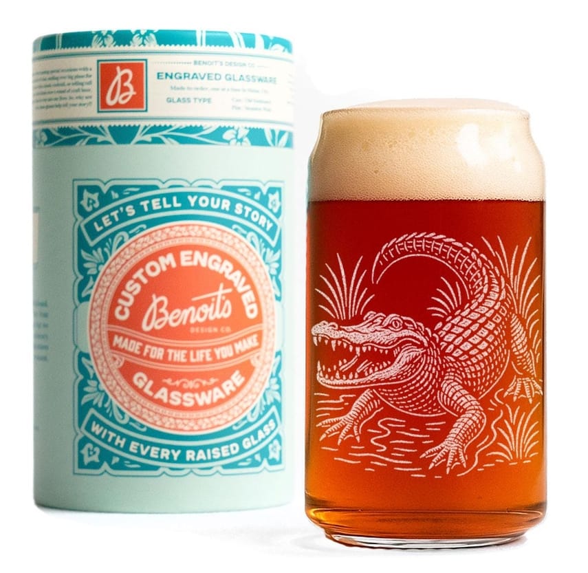 Benoit's Design Co Alligator Drinking Glass, 16oz Beer Can - Little Miss Muffin Children & Home