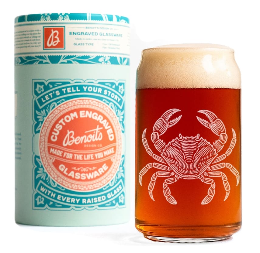 Benoit's Design Co Crab Drinking Glass, 16oz Beer Can - Little Miss Muffin Children & Home