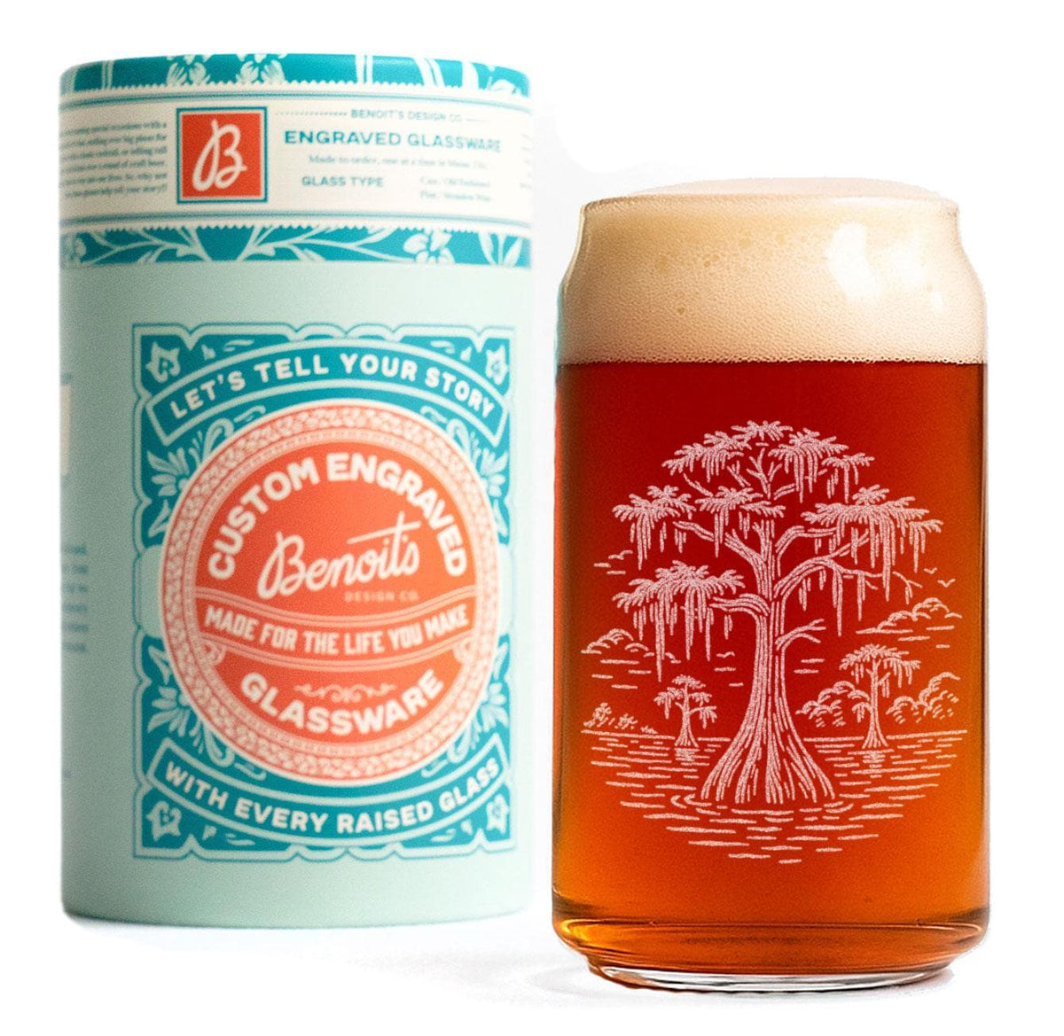 Benoit's Design Co Cypress Tree Drinking Glass, 16oz Beer Can - Little Miss Muffin Children & Home
