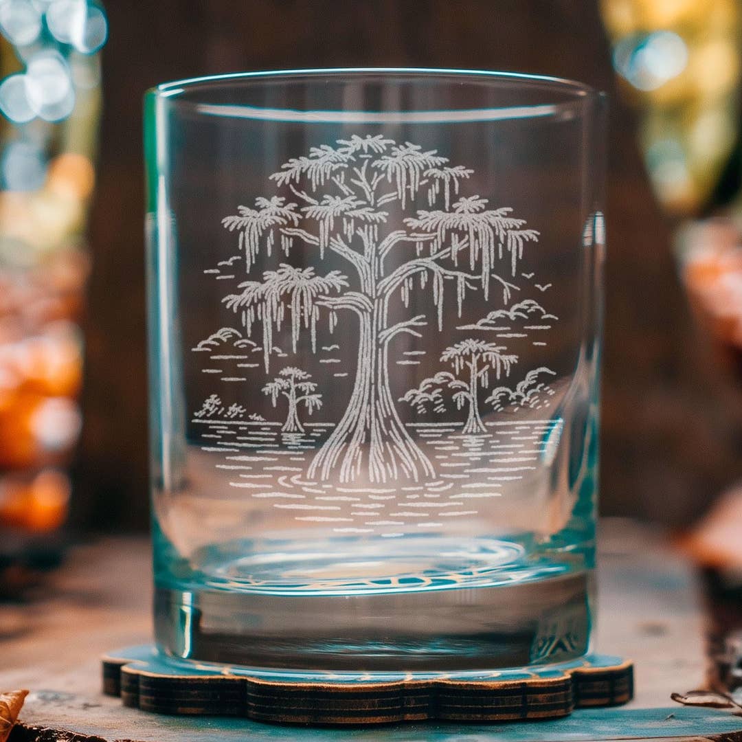 Benoit's Design Co Cypress Tree Drinking Glass, 12oz Old Fashioned - Little Miss Muffin Children & Home