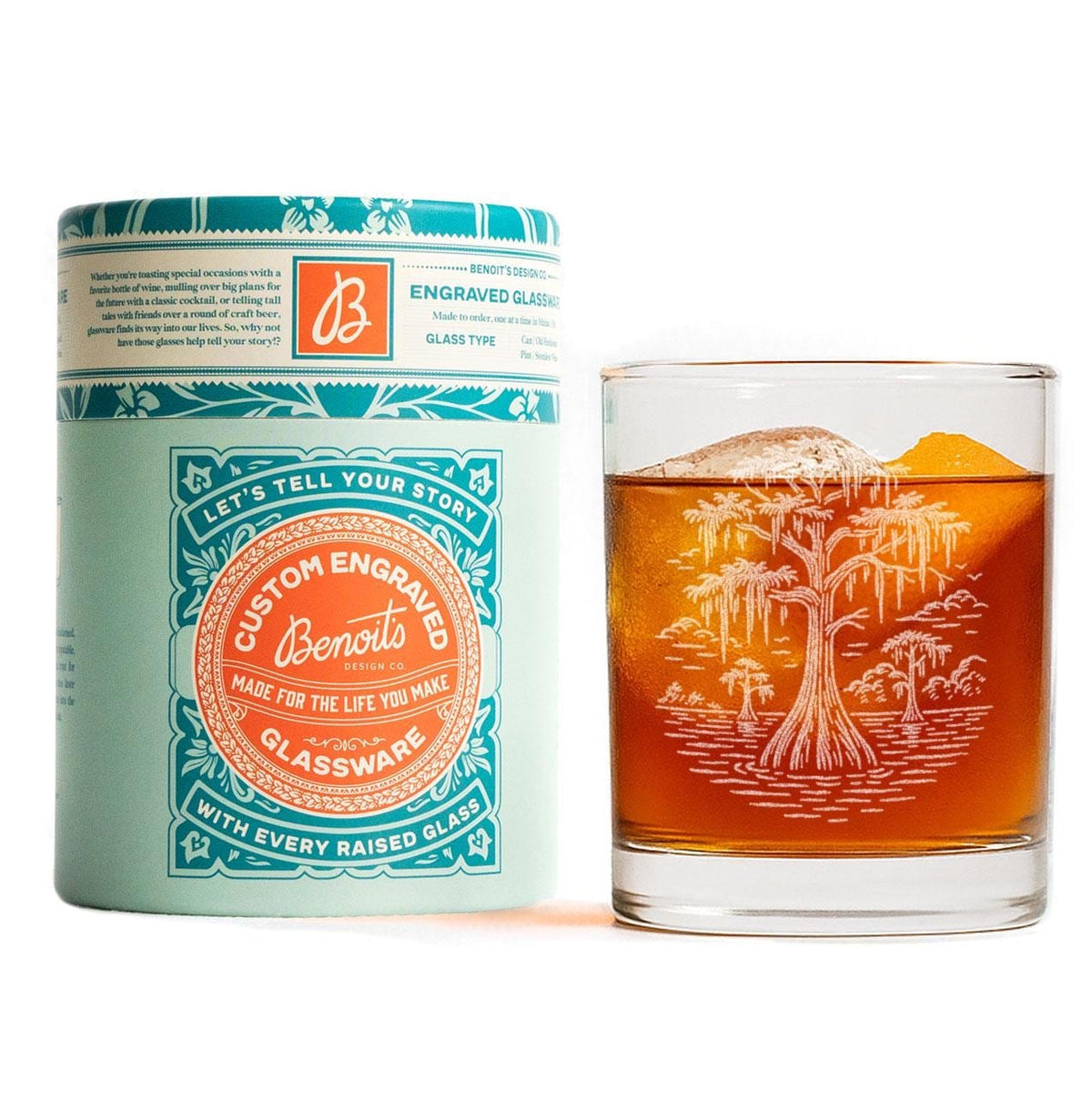 Benoit's Design Co Cypress Tree Drinking Glass, 12oz Old Fashioned - Little Miss Muffin Children & Home