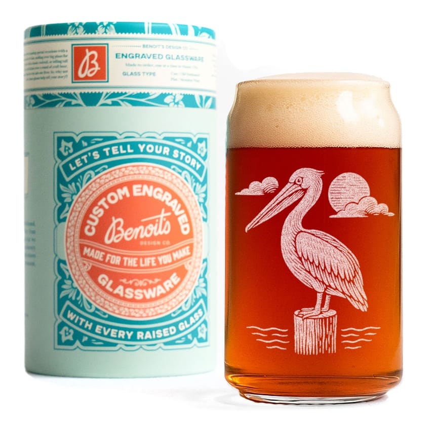 Benoit's Design Co Pelican Drinking Glass, 16oz Beer Can - Little Miss Muffin Children & Home