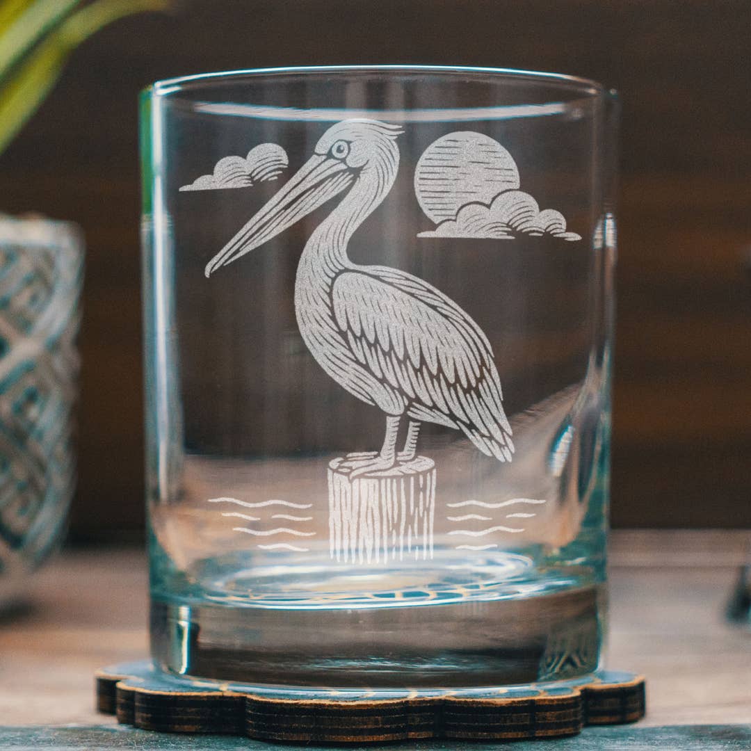 Benoit's Design Co Pelican Drinking Glass, 12oz Old Fashioned - Little Miss Muffin Children & Home