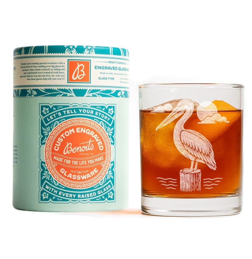 Benoit's Design Co Pelican Drinking Glass, 12oz Old Fashioned - Little Miss Muffin Children & Home