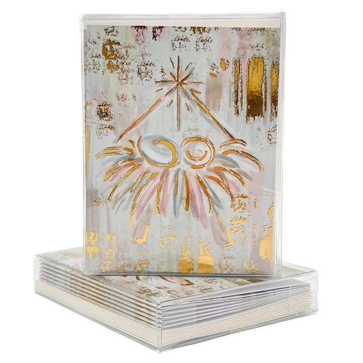 Gold Foil Pastel Baby Jesus Note Cards