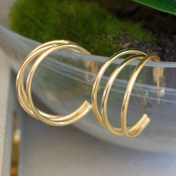 Gold Triple Hoop Earrings