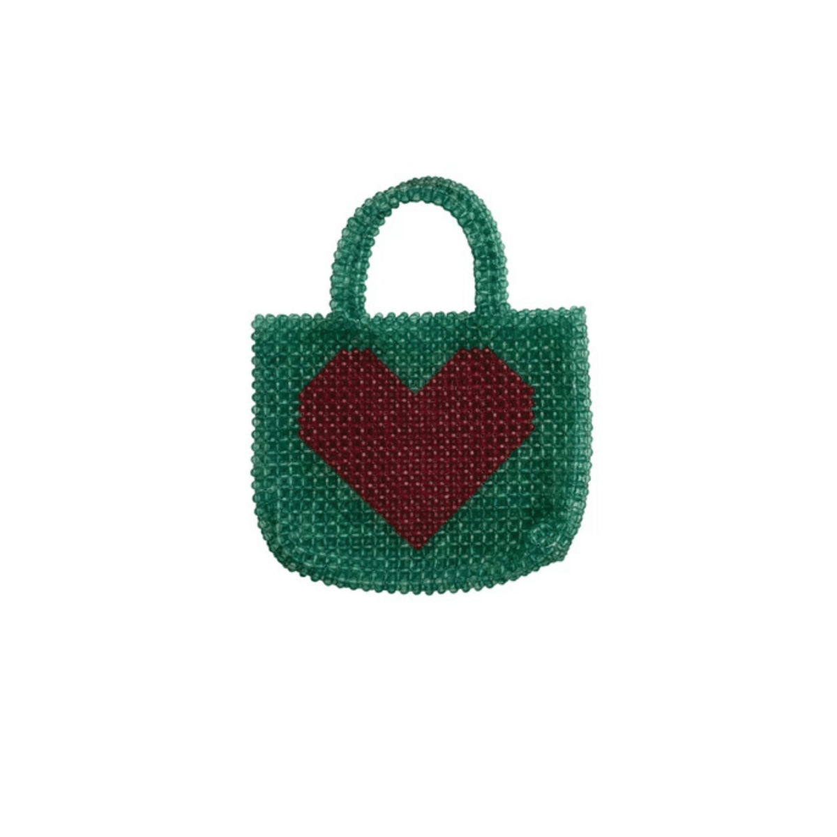 Handmade Acrylic Beaded Handbag with Iridescent Heart/Fruit