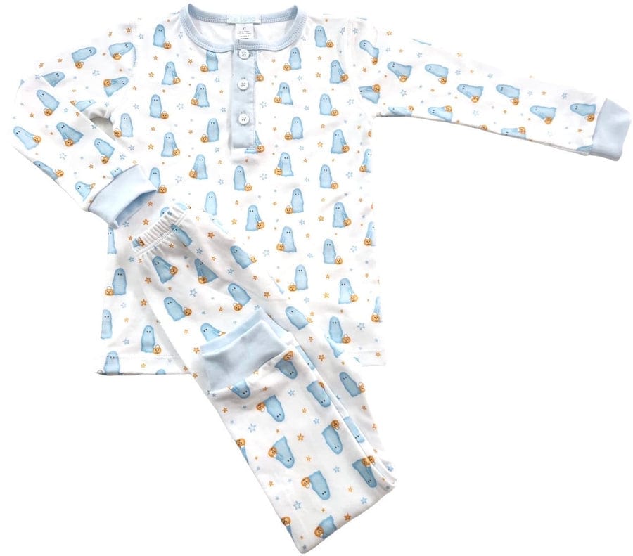 Blue ghost print Pima pajama pantset for boys