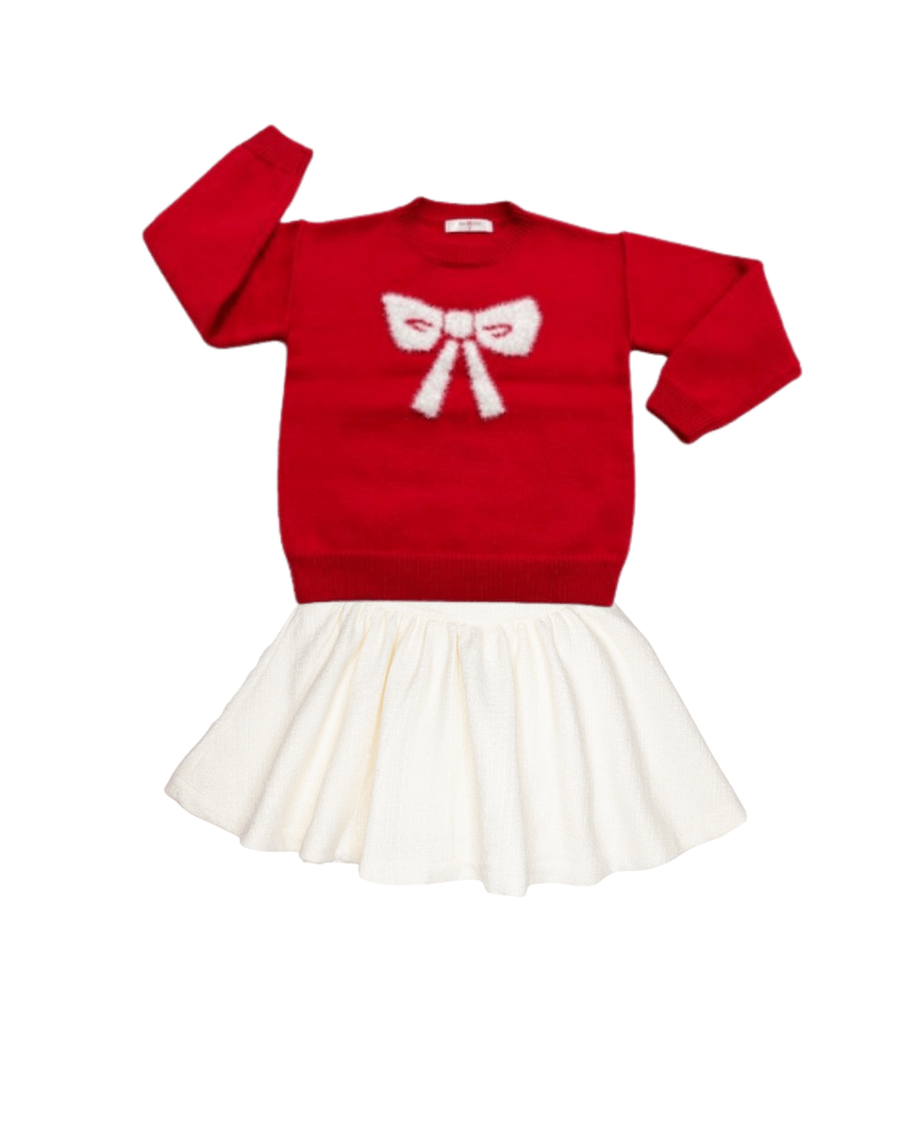 Lulu Bebe Red Bow Cindy Sweater - Little Miss Muffin Children & Home