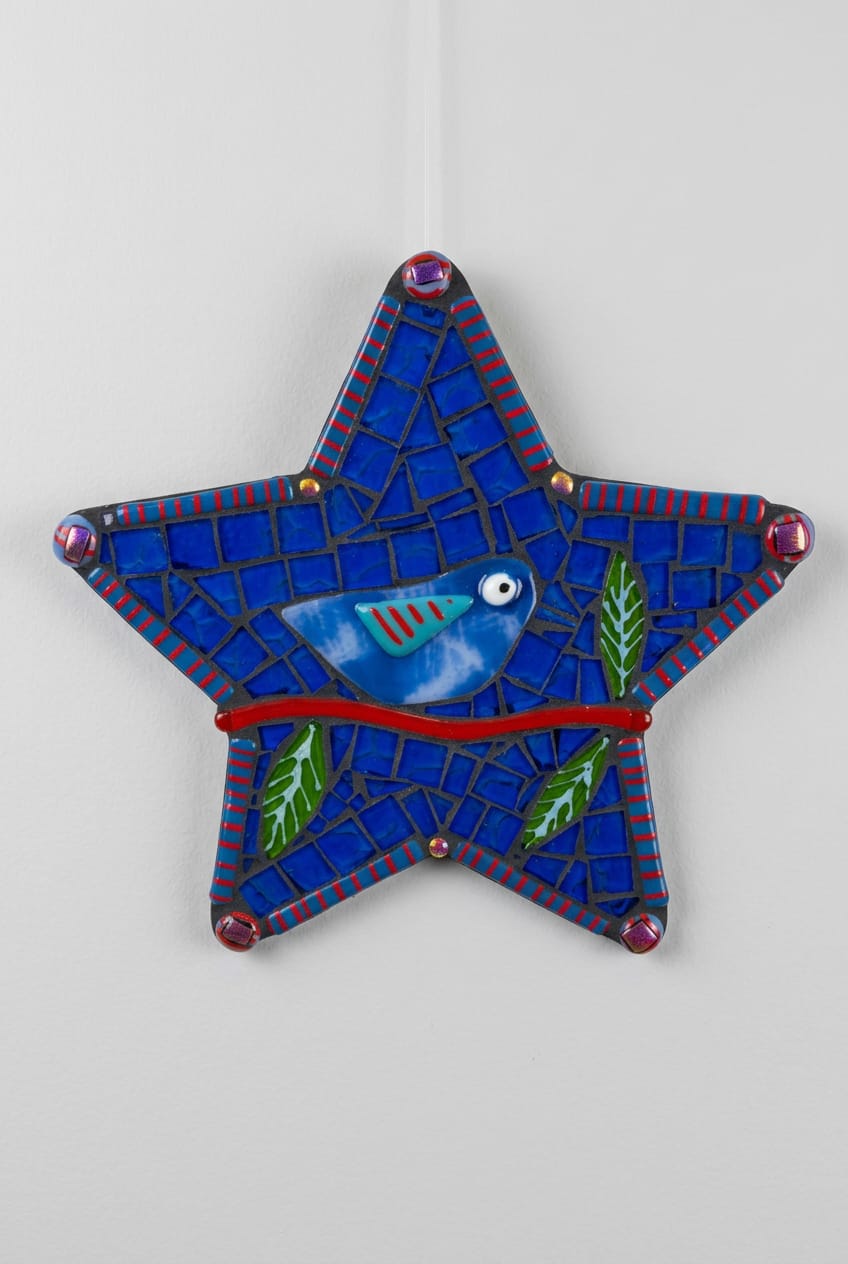 Ginger Kelly Glass Hand Blown Glass Mosaic Star with Bird Tile - Little Miss Muffin Children & Home