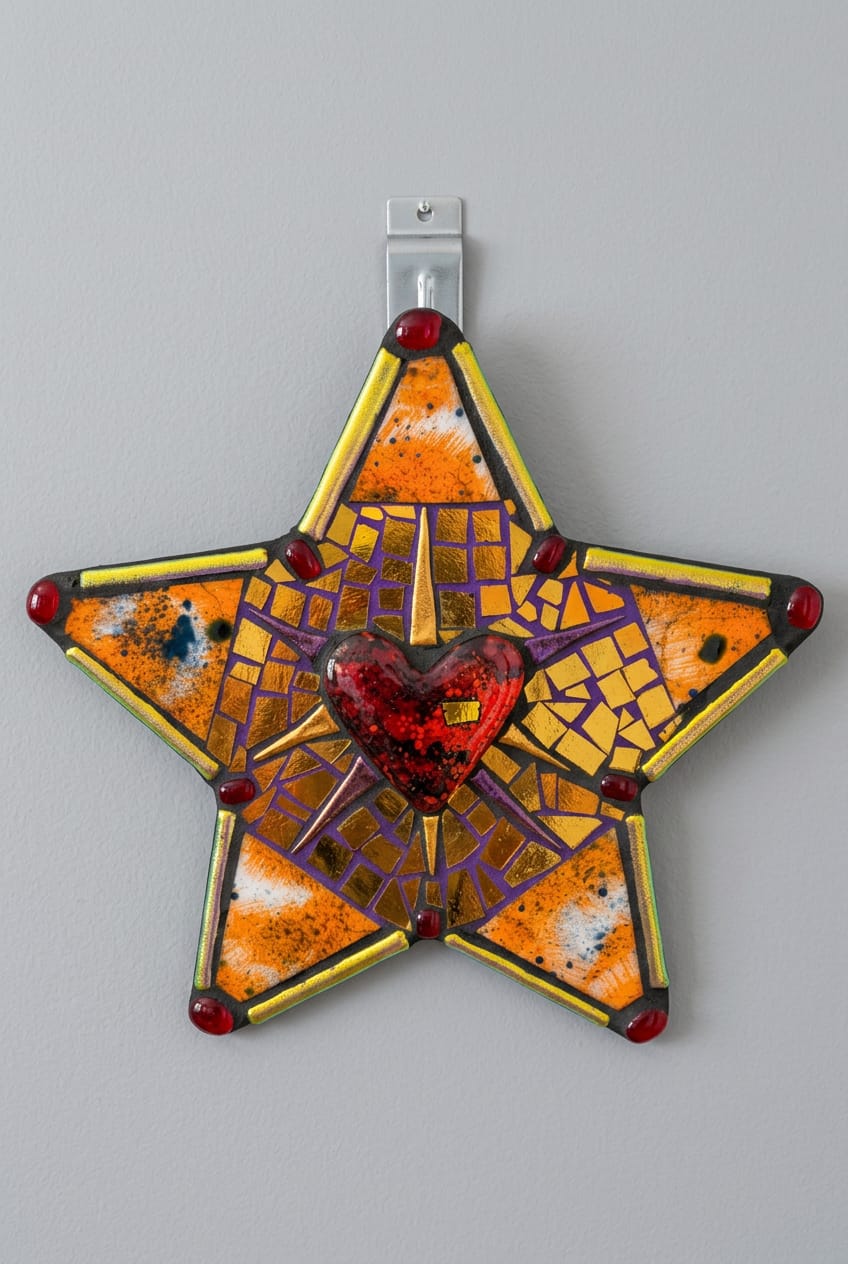 Ginger Kelly Glass Hand Blown Glass Mosaic Star with Heart Tile - Little Miss Muffin Children & Home