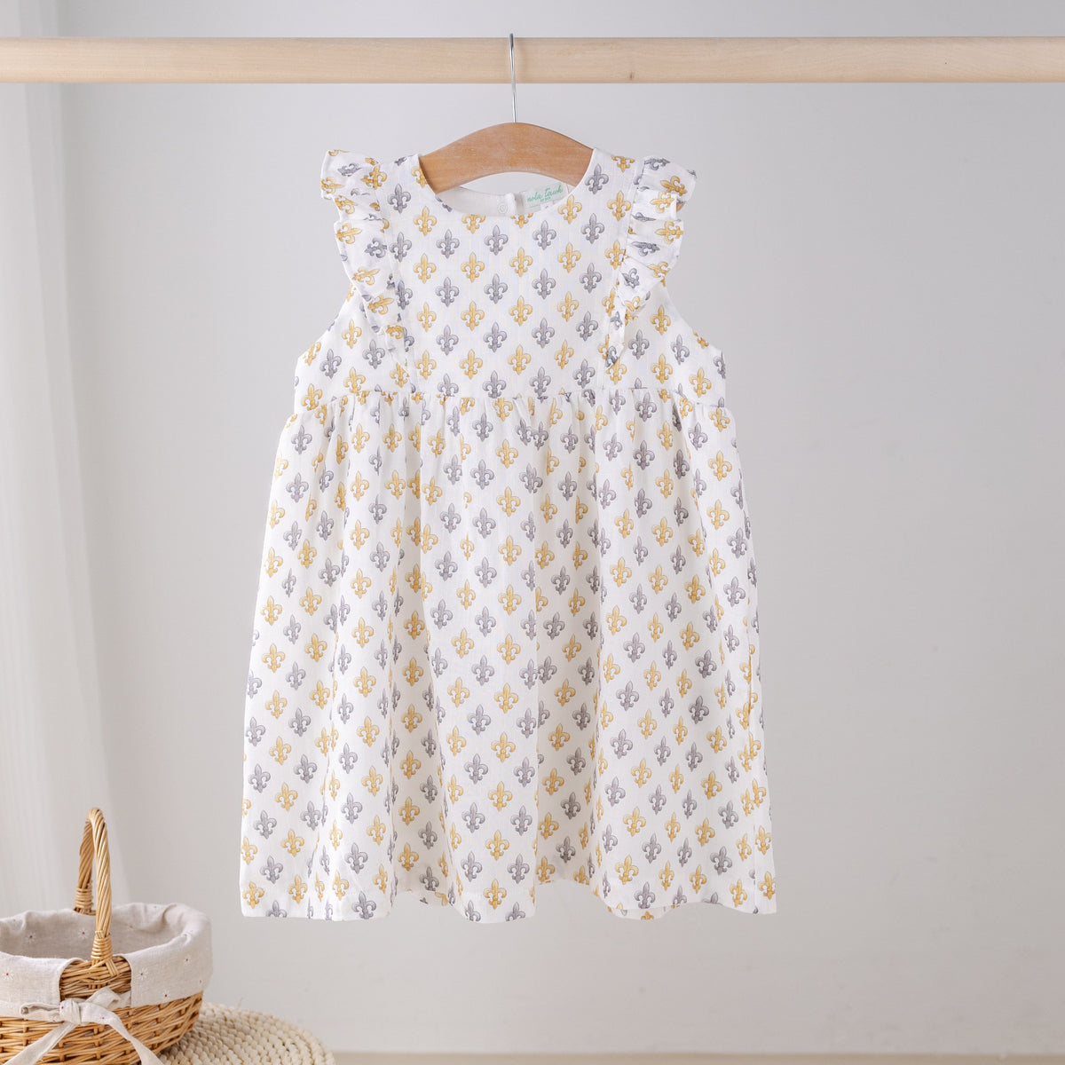 Nola Tawk Black and Gold Fleur de Lis Organic Muslin Dress - Little Miss Muffin Children & Home