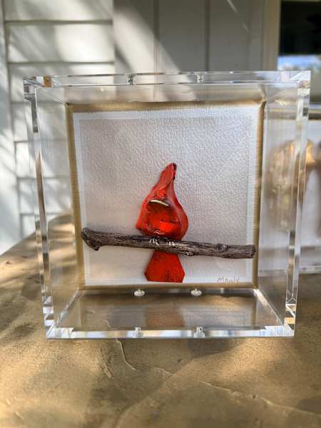 Dana Manly Art Redbird in Shadowbox 6x6 - Little Miss Muffin Children & Home