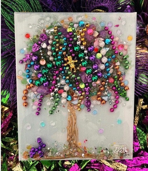 Laurie Kelly Art Studio Mardi Gras Bead Tree Art Piece 8x10 - Little Miss Muffin Children & Home