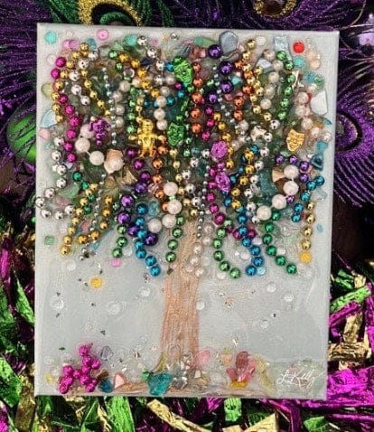 Laurie Kelly Art Studio Mardi Gras Bead Tree Art Piece 8x10 - Little Miss Muffin Children & Home