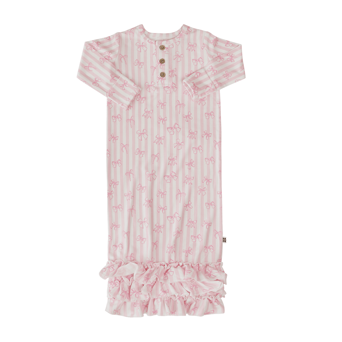 Sweet Bamboo Tie The Knot Ruffle Receiving Gown - Little Miss Muffin Children & Home