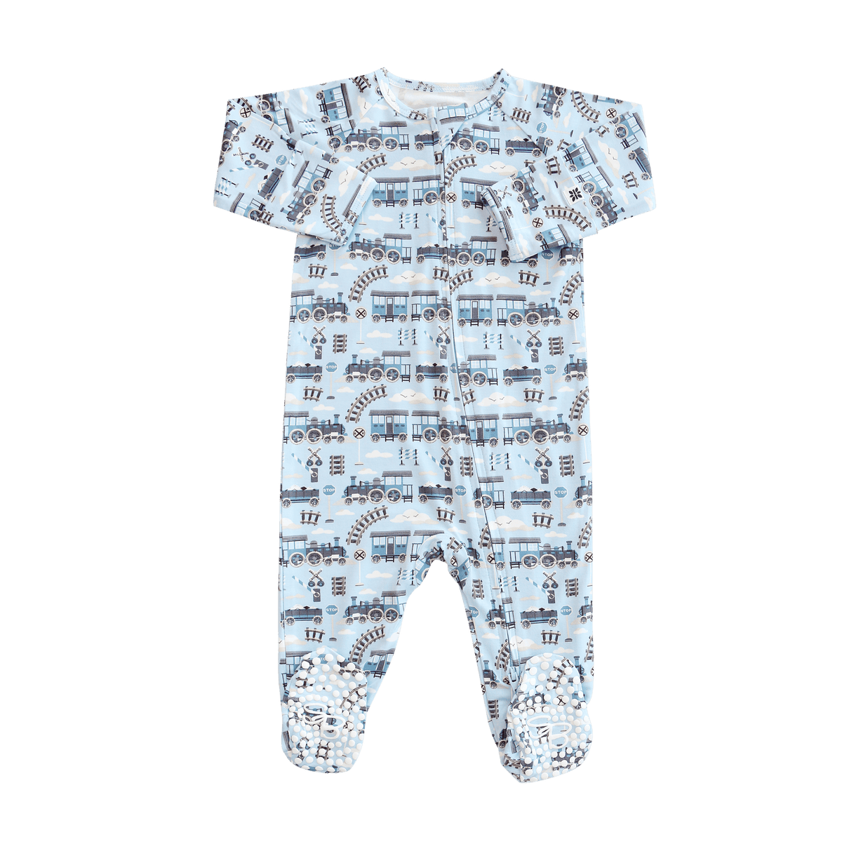 Sweet Bamboo Choo Choo Zipper Footie - Little Miss Muffin Children & Home