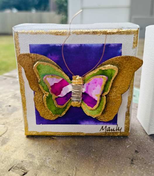 Dana Manly Art Mardi Gras Butterfly 4x4 - Little Miss Muffin Children & Home