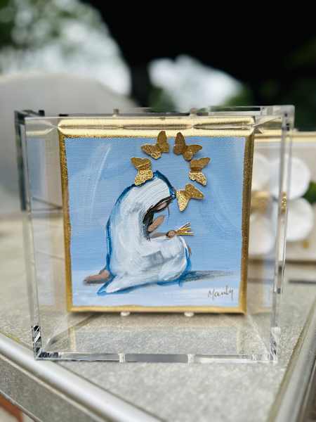 Dana Manly Art Mary and Jesus Butterfly Hall 6”x6” Shadowbox - Little Miss Muffin Children & Home