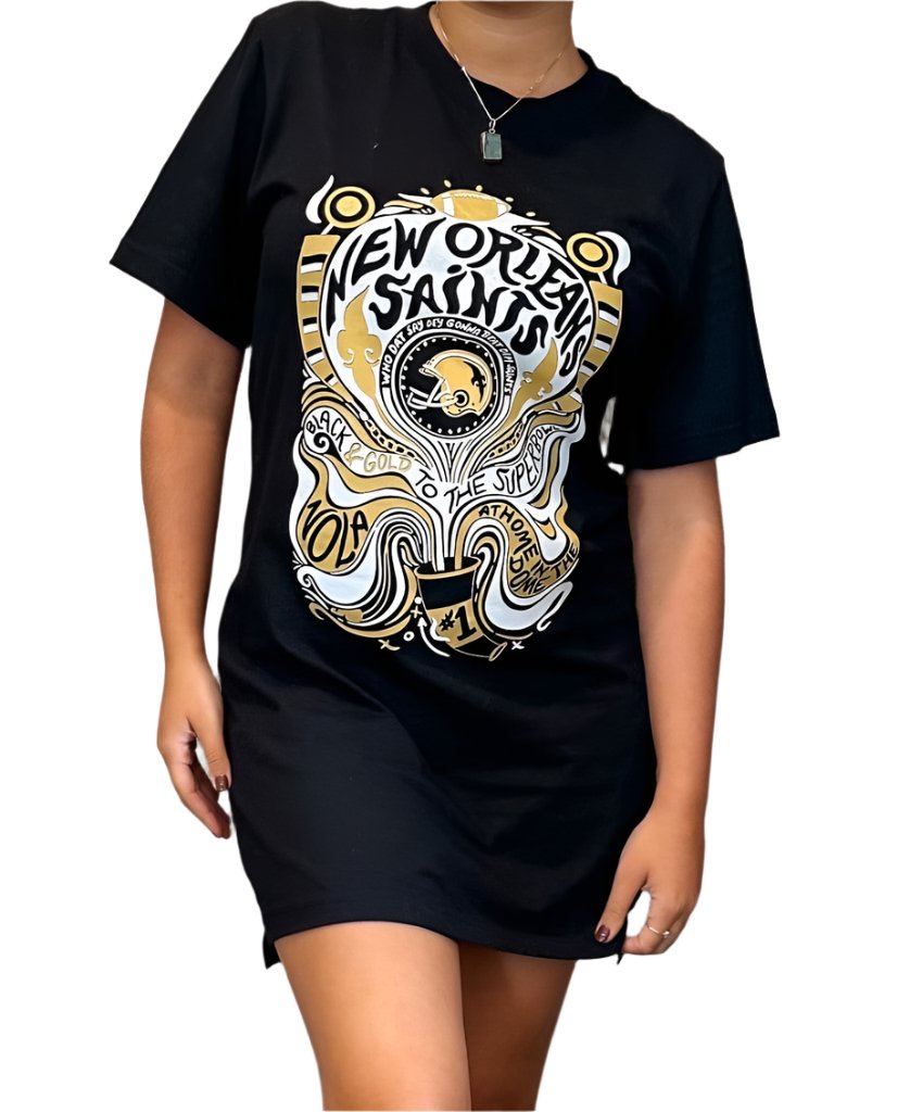 Whereable Art Whereable Art Saints Psychedelic Oversized T-shirt Dress - Little Miss Muffin Children & Home
