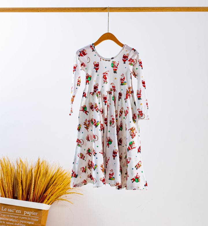 Nola Tawk Nola Tawk Santa Claus Is Coming to Town Cotton Twirl Dress - Little Miss Muffin Children & Home