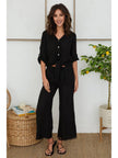 Italian Linen Pants with Raw Hem in Black