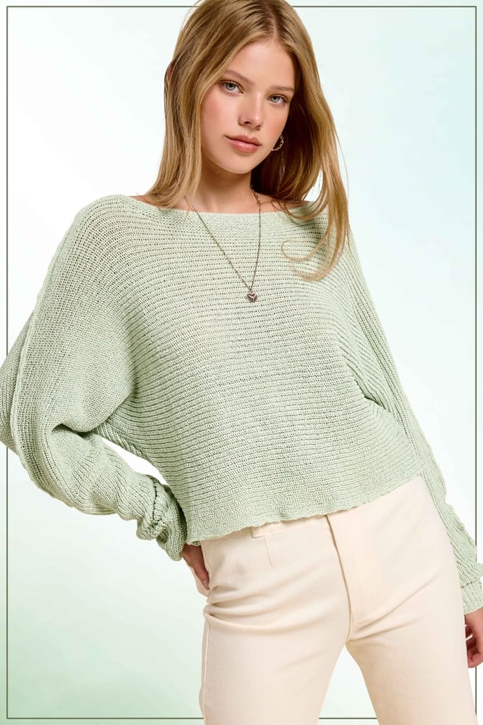 La Miel Boat Neck Off Shoulder Cozy Dolman Sleeve Sweater, 5 Available Colors - Little Miss Muffin Children & Home