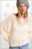 La Miel Boat Neck Off Shoulder Cozy Dolman Sleeve Sweater, 5 Available Colors - Little Miss Muffin Children & Home