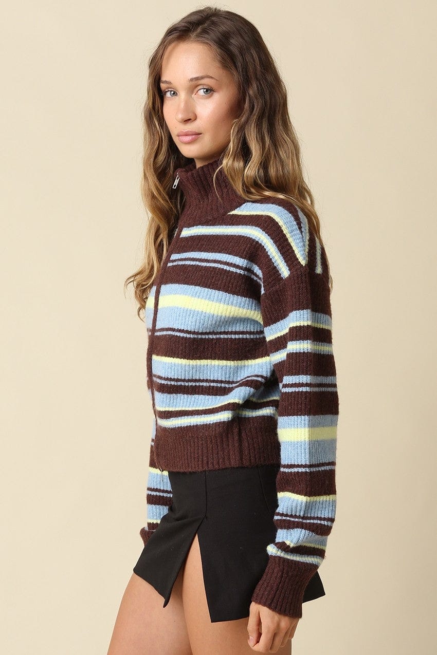 Olivaceous Aspen Striped Zip-Up Knit Cardigan - Little Miss Muffin Children & Home