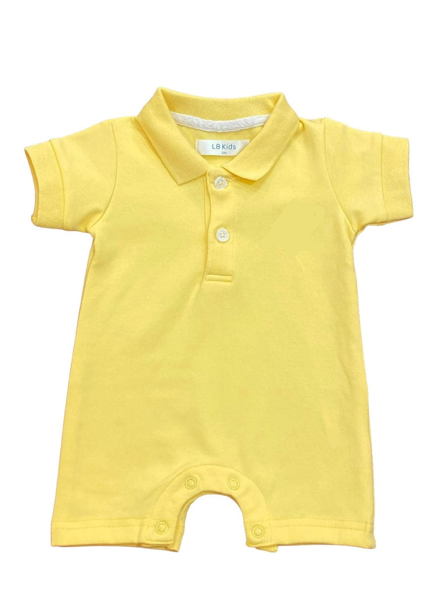 Jacob Short Sleeve Polo Romper in Yellow