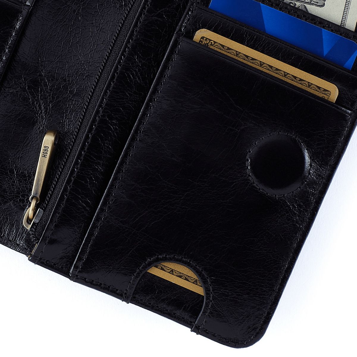Hobo Jill Bifold Wallet in Polished Leather - Black - Little Miss Muffin Children & Home