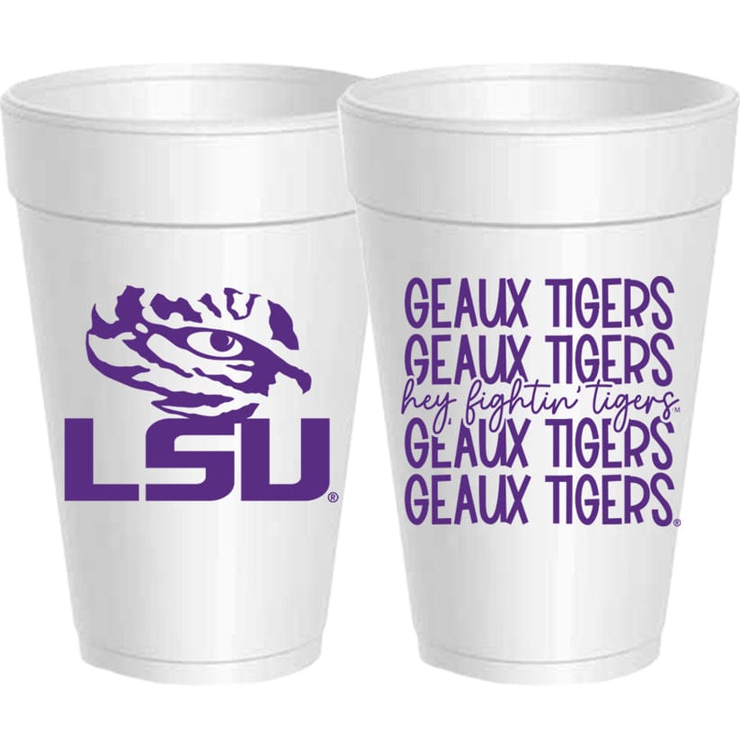 Write Designs /Sassy Cups Purple LSU Fightin' Tigers Mirror Styrofoam Cups - Little Miss Muffin Children & Home