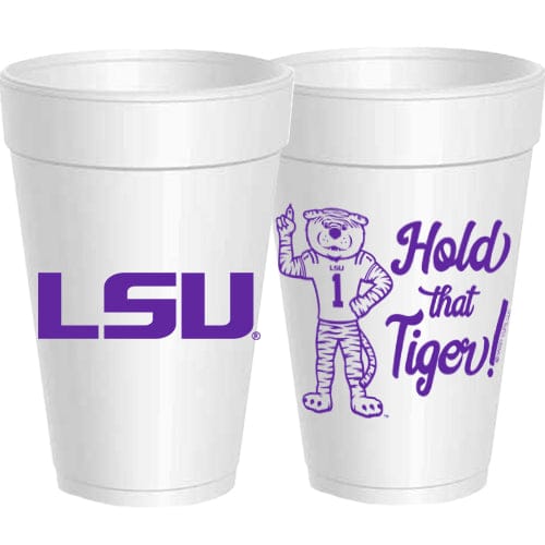 Write Designs /Sassy Cups Purple LSU Hold That Tiger Styrofoam Cups - Little Miss Muffin Children & Home