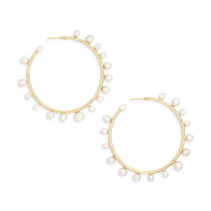 Large Pearl Hoops
