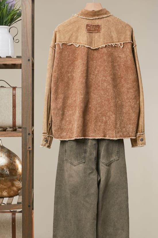 Mello. Khaki Flower Appliqué Shirt Jacket - Little Miss Muffin Children & Home