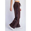 brown pants with satin side trim
