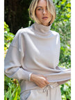 Modal Scuba Ribbed Turtleneck Sweater in Mocha Cream