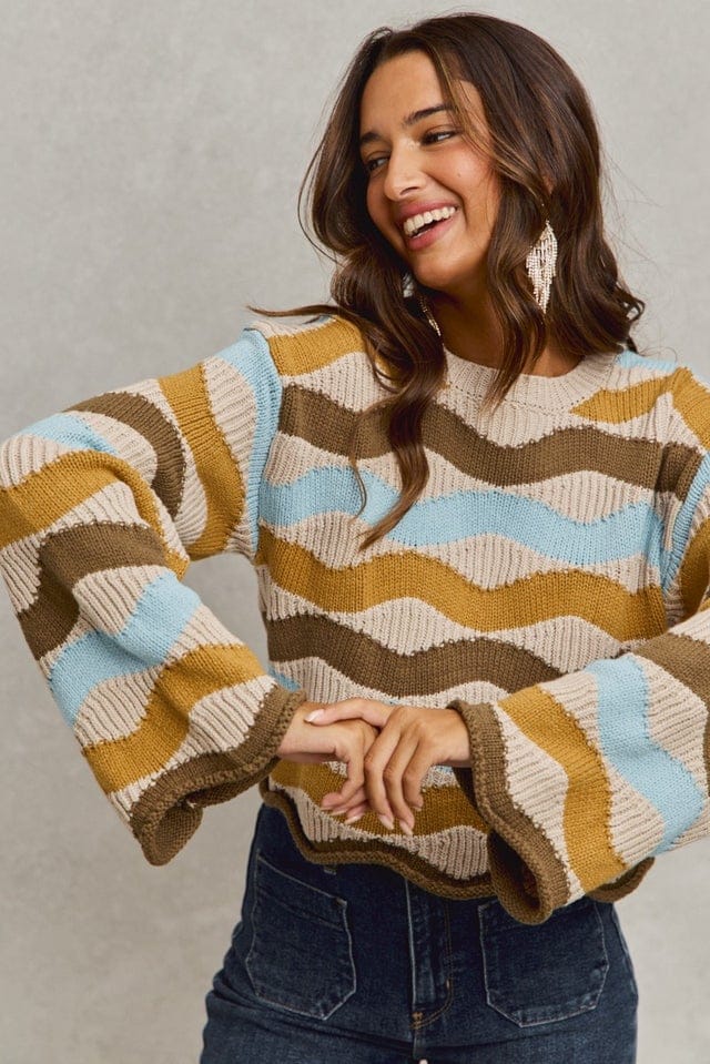 Multi Color Wavy Stripe Sweater