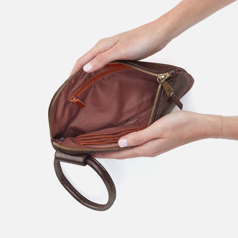 Hobo Hobo Sable Wristlet In Metallic Leather in Coffee Galaxy - Little Miss Muffin Children & Home